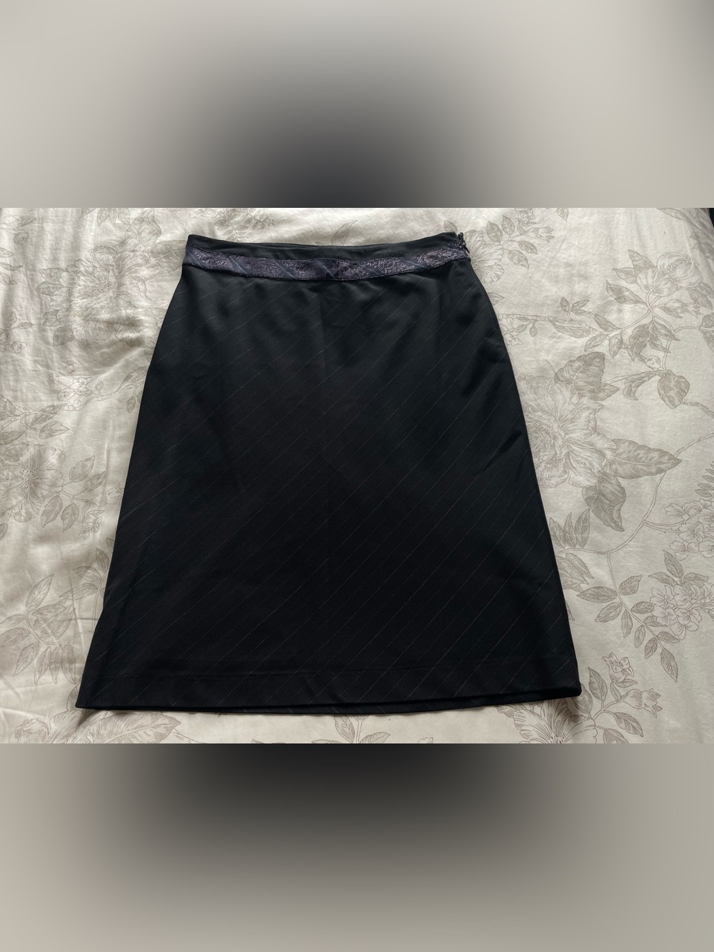 Vintage Black Pink Pinstripe Pencil Skirt 4 Office Siren Chic Workwear Corpcore